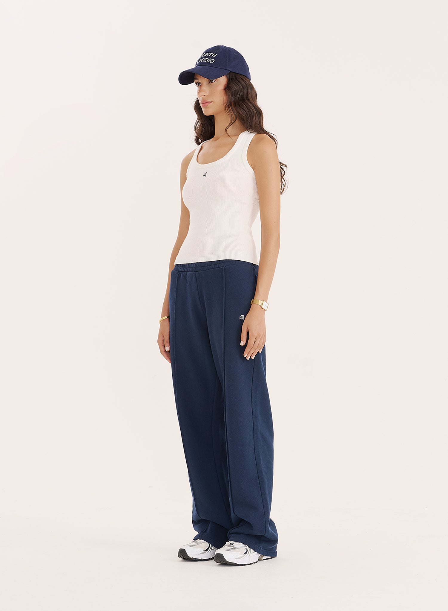 Navy 4th Wide Leg Branded Joggers